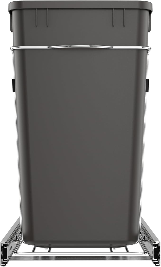 Rev-A-Shelf Double 27 Qt Pullout Trash Can for Base Kitchen Cabinets, Garbage Waste Bin System with Full Extension Slides, Min Opening Width of 11.5", Orion Gray, RV-15KD-13C-S - Image 6