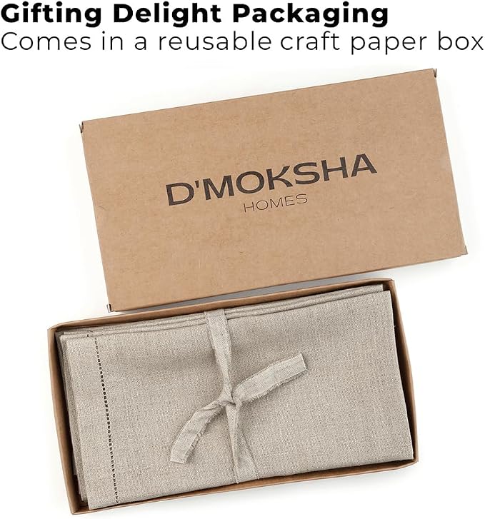 Signature Linen™ by D'Moksha Natural Dinner Napkins Set of 4, 20 x 20 Inch Cloth Napkins, 100% Pure Linen, Hemstitch, Machine Washable Table Napkins- Summer, Weddings, Outdoor hostings - Image 4