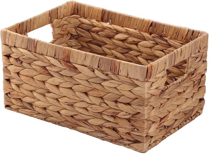 Storage Container, Natural Water Hyacinth Storage Bins Rectangular Basket,Arts and Crafts. by KINGWILLOW