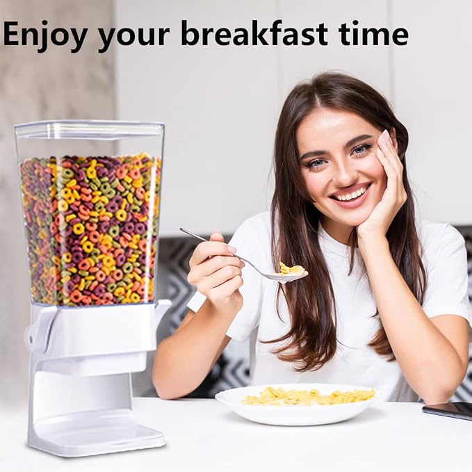 Cereal Dispenser Countertop with lids, 5L Organization and Storage Containers for Kitchen and pantry, Plastic Containers for food, Cereal, Rice, Beans, Grains, Nuts, Oatmeal, Pet food, White, 1Pc - Image 2