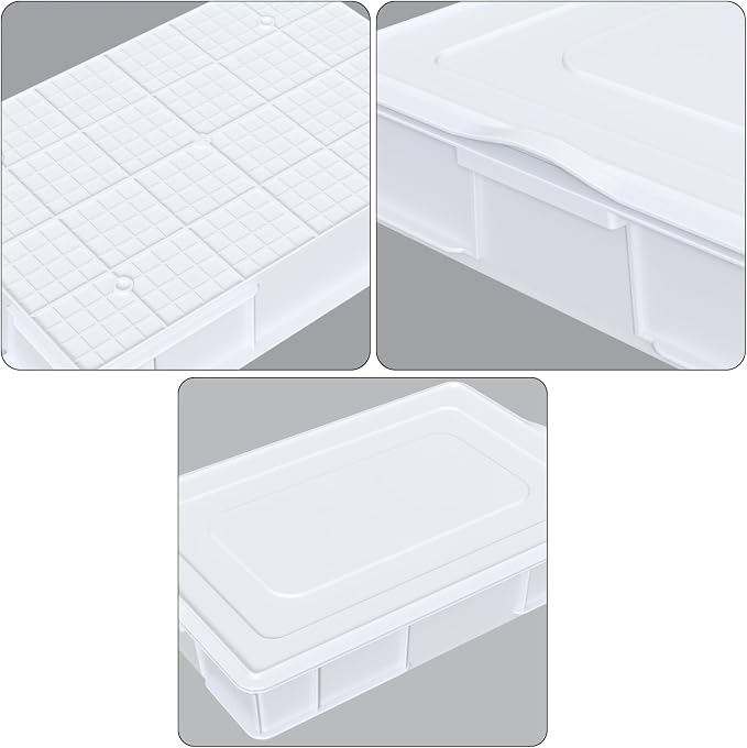 4-pack Stackable Dough Proofing Boxes with a Lid, Pizza Proofing Dough Trays, White, Commercial Grade, 23.7'' x 16.22'' x 3.74'' - Image 3