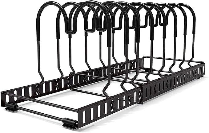 12 Adjustable Dividers Pot Lid Organizer Rack, Expandable Pan Holder for Kitchen Counter and Cabinet by BBLHOME
