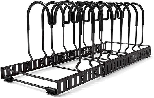 12 Adjustable Dividers Pot Lid Organizer Rack, Expandable Pan Holder for Kitchen Counter and Cabinet by BBLHOME
