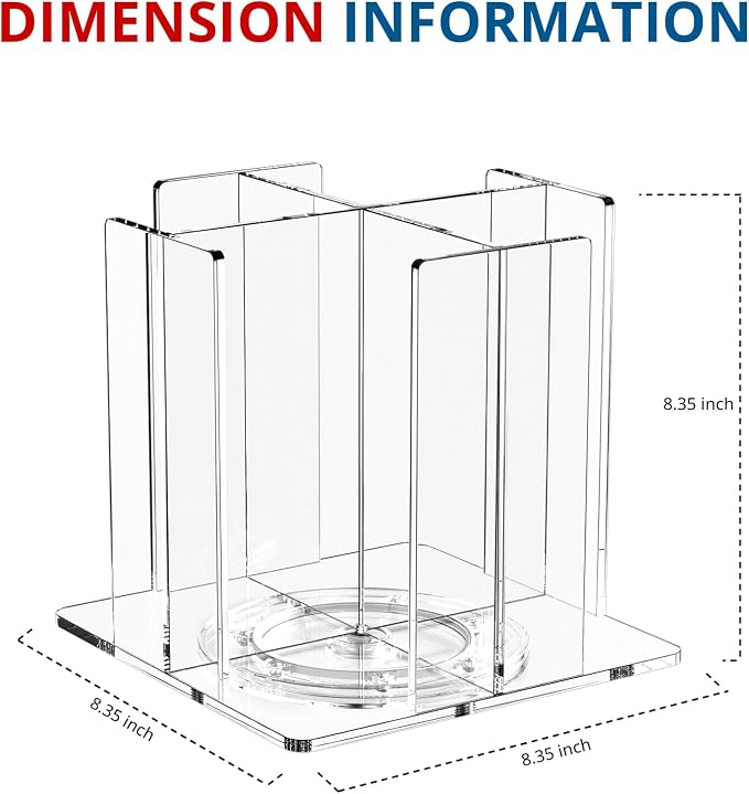 KOTEMON Cup and Lid Holder, 4 Compartment, Square | Rotating Coffee Cup Dispenser Lid Carousel for Restaurant, Buffet, Coffee Station, Bar, Countertop, Clear Acrylic - Image 5