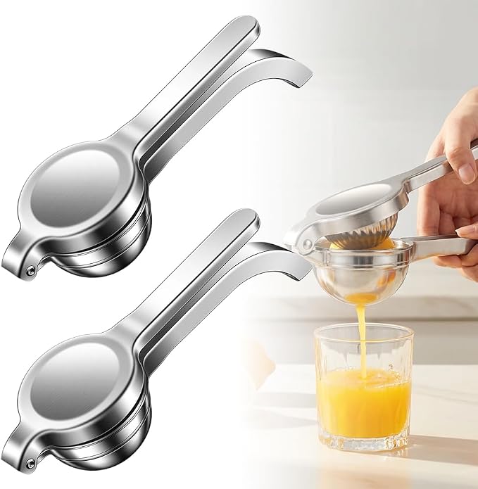 Handheld Lemon Juice Squeezer, Lemon Squeezer Stainless Steel, Manual Fruit Juice Squeezer, Heavy Duty Citrus Press Juicer, Ergonomic Hand Press Juicer for Lime, Orange, Grapefruit, Pomegranate (2pcs) by YPZVX