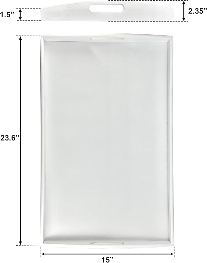 Bam & Boo White Bamboo Serving Tray Extra Large with Handles for Food, Drinks, Storage, Decor, Vanity, Breakfast, Parties, Weddings, Picnics(23.6” x 15” x 2.35”, White) - Image 6