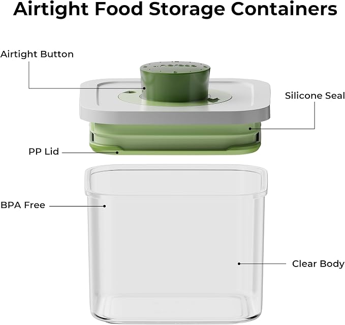 Pop Airtight Food Storage Containers with Date Recording Lids, Stackable Plastic Storage Containers Set of 5, Dry Cereal Container Set for Pantry Countertop Fridge Organization - Image 7