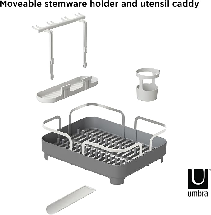 Umbra Holster Dish Rack– Molded Plastic Dish Drying Rack with Drainage Spout, Charcoal - Image 6