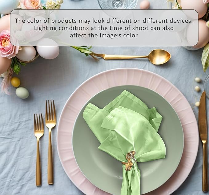 Ruvanti Cloth Napkins Set of 12, 18x18 Inches Napkins Cloth Washable, Soft, Durable, Absorbent, Cotton Blend. Table Dinner Napkins Cloth for Hotel, Lunch, Restaurant, Wedding Parties - Light Green - Image 4