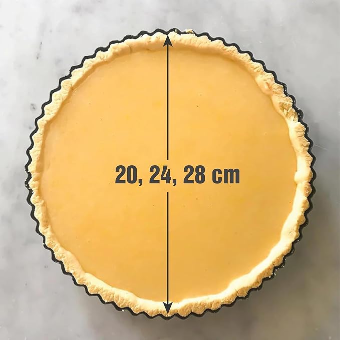 Set of 3 Deep Dish Pie Pan with Removable Bottom - Fluted Carbon Steel Tart Pan for Quiche Lorraine & Pies - Crispy Crust Baking Dish for Home Bakers - 7.87, 9.44 and 11 inches - Image 3