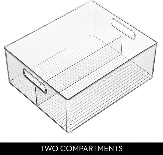 iDesign Divided Pantry Bin, Clear | Kitchen Storage, Organize Snacks and Produce - Image 3