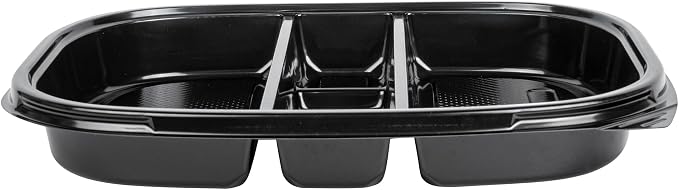 Restaurantware-Bento Tek 50.7 Ounce Meal Prep Containers, 100 Disposable To Go Food Boxes - Lids Sold Separately, 5 Compartments, Black Plastic Bento Lunch Boxes, Freezable, For Take Out - Image 12