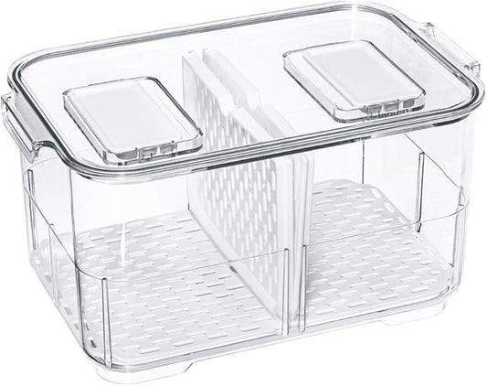 SANNO Vegetable Fruit Storage Containers, Refrigerator Storage Containers Fresh Produce Saver with Lids and Vents,Stackable Salad Lettuce Keeper for Refrigerator,BPA-free Stay Fresh Containers Bin by SANNO