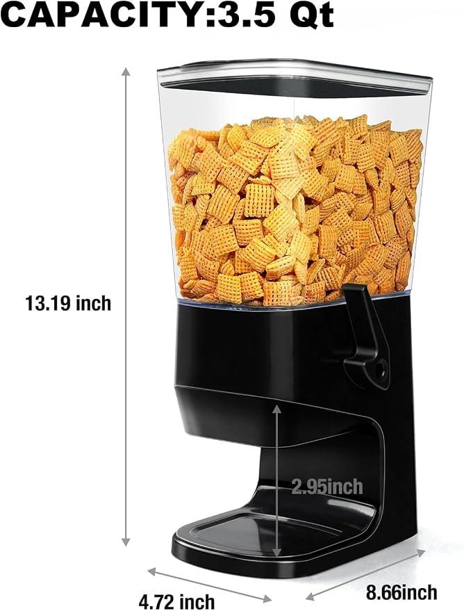 Cereal Dispenser Countertop Wath Bowls and Spoons（Black 2 pack ） | Cereal Containers Storage for Pantry Snack Organizer Dry Food Storage with Lid for Kitchen Organization Oatmeal Nut Granol - Image 5