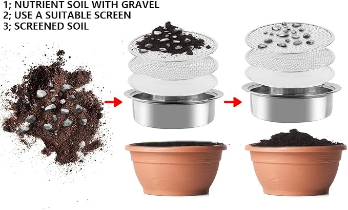 Heavy Duty Stainless Steel Garden Soil Sifter Compost Screen - 3 Sizes | Fine/Medium/Coarse Mesh for Sifting Compost,Dirt,Rocks,Rotary Tool&Compatible, Home Garden Sieve for Gardening & Landscaping - Image 7