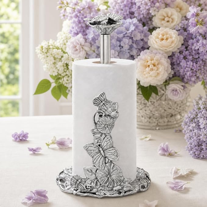 Arthur Court Butterfly Paper Towel Holder - Decorative Aluminum Design for Kitchen Countertop - 13 Inch Tall with Weighted Base - Image 3