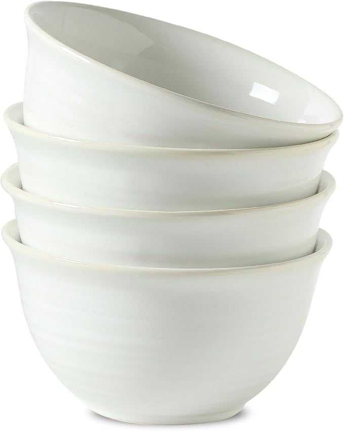 Hasense Soup Bowls, 40 Ounce Large Cereal Bowls for Kitchen, 7 Inch Ceramic Serving Dishes for Salad Pasta Oatmeal, Dishwasher and Microwave Safe, Clay-Infused White by Hasense