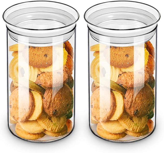 ZENS Glass Jars with Airtight Lid Set of 2, 37oz Kitchen Storage Jars | Clear Glass Canisters with Airtight Lids, Thick Borosilicate Glass Airtight Containers for Cereal, Dry Food Storage by ZENSLIFESTYLE