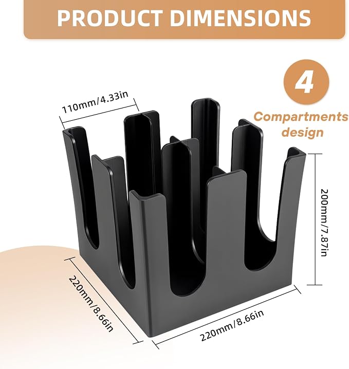 Black Commercial Cup and Lid Holder with Straw Organizer,Disposable Coffee Cup Condiment Dispenser for Countertop Org, Bar, Beverage Cup, Kitchen, Breakroom 8.66"x8.66"x7.87" (Square cup holder) - Image 2