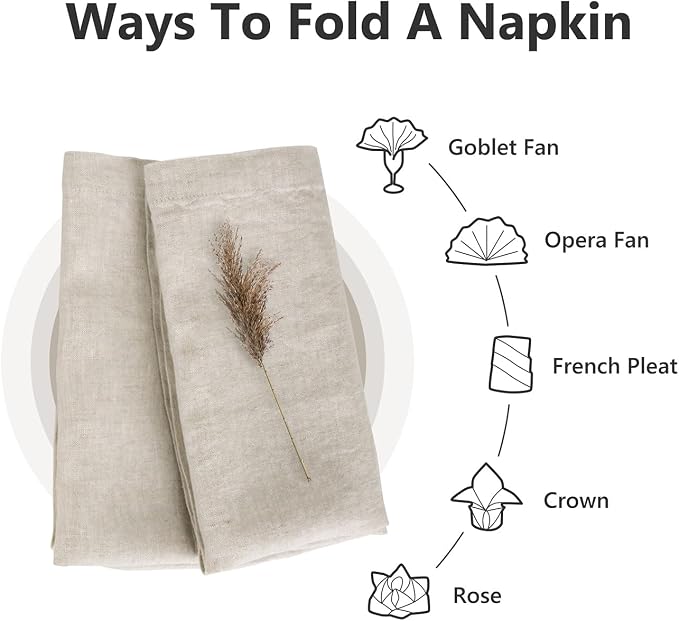 100% Linen Dinner Napkins 20x20 Inch,Soft and Breathable French Flax Cloth Napkins,Stone Washed Set of 4(Natural Linen) - Image 7