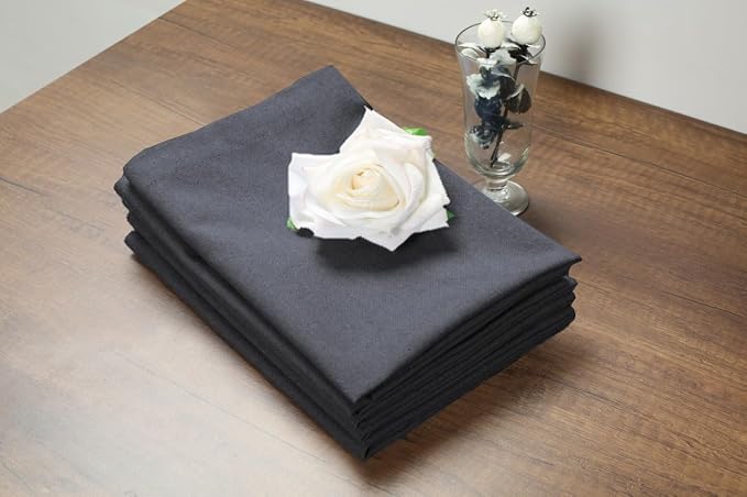 Cotton Dinner Napkins Set of 12, 18x18 Inch Cloth Napkins | Dark Grey Fabric, Reusable & Machine Washable, Soft Durable Table Napkins for Weddings,Parties & everyday Dining - Image 8