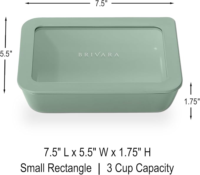Glass Food Storage Container with Lid, 3-Cup Small Rectangle | Microwave-Safe Airtight Lid, Oven-Safe Ceramic-Coated Glass | Zero Plastic, No PFAS/PFOA/BPA, Reusable [Willow] - Image 2