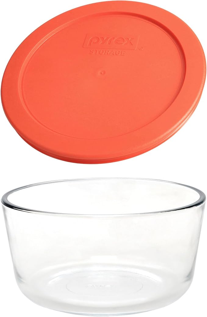 Pyrex 7201 Glass Bowl & 7201-PC Pumpkin Orange Lids (4-Pack) - Made in USA | Tempered Construction | Reusable Covers | Food Freshness Protection | Oven-To-Table Use - Image 4