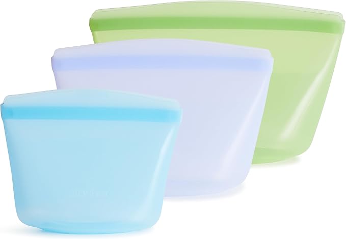 Stasher Premium Reusable Silicone Bags and Lunch Bag, 3-Pack, Multicolor | Food-Safe Silicone, BPA-Free, Leak-Free, Eco-Friendly, Dishwasher, Travel Containers, Meal Prep, Food Storage, Travel by Stasher