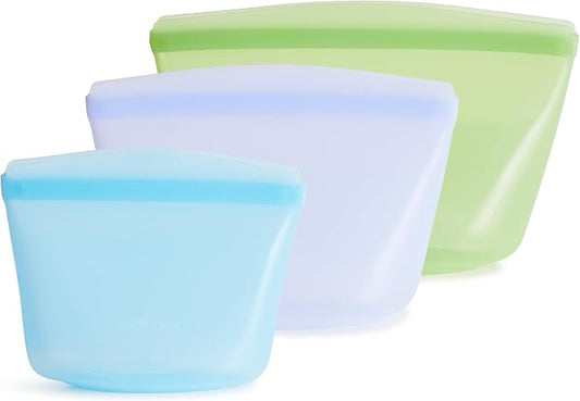 Stasher Premium Reusable Silicone Bags and Lunch Bag, 3-Pack, Multicolor | Food-Safe Silicone, BPA-Free, Leak-Free, Eco-Friendly, Dishwasher, Travel Containers, Meal Prep, Food Storage, Travel by Stasher