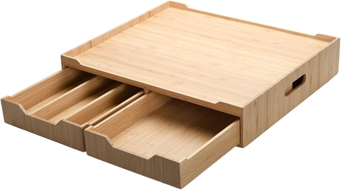 Mobilevision Bamboo Drawer & Large Sliding Tray for K-Cup & Espresso Pod Storage Organize Coffee Maker & countertop appliances for Kitchen & Office Break Rooms - Image 6