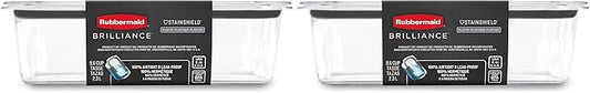 Rubbermaid Brilliance Food Storage Container, Large, 9.6 Cup | Clear | Pack of 2 by Unknown