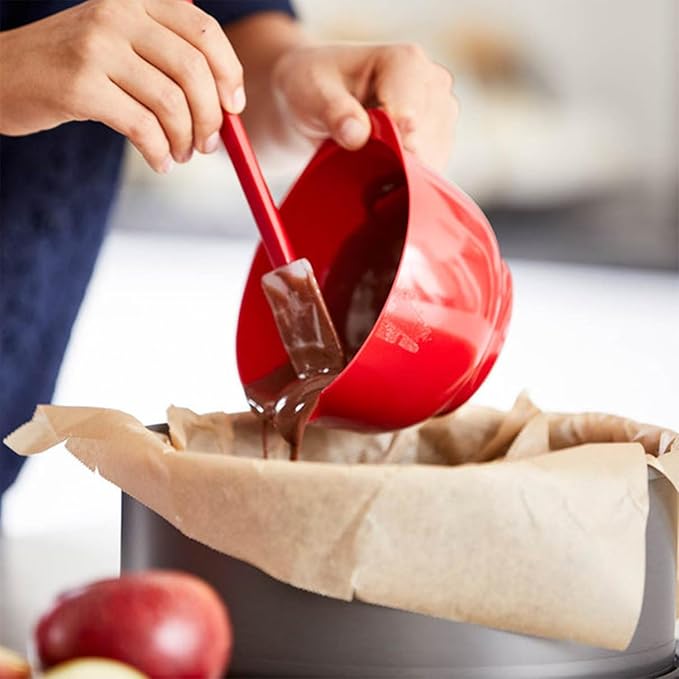 Rosti Margrethe Mixing Bowl Set with Lids – Danish Design Kitchen Prep Bowls with Non-Slip Base Ring & Pour Spout, Durable DuRostima Plastic – Red (2L / 3L, 4-Piece) - Image 3