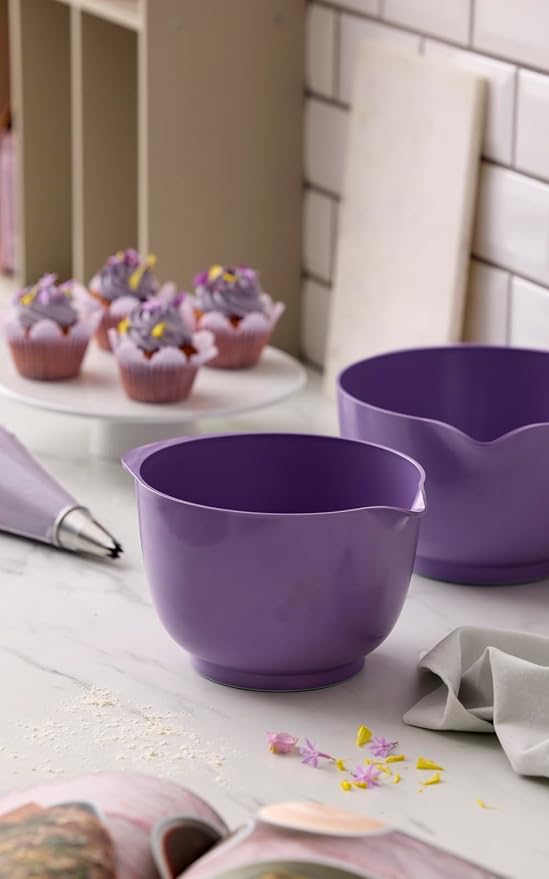 Rosti Margrethe Mixing Bowl Set, Set of 4 Mixing Bowls, 2 Mixing Bowls and 2 Lids, Recyclable Plastic, 1.5 Litre and 3 Litre, Lavender - Image 2