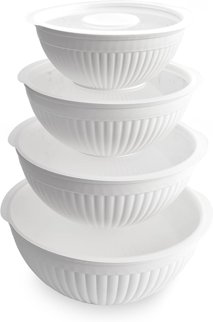 Nordic Ware Prep and Serve Mixing Bowls Set, 8-Piece, Glacier White by NordicWare