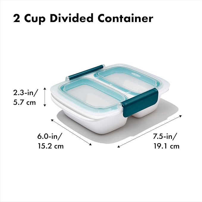 OXO Good Grips Prep & Go 2 Cup Divided Container - Leakproof Food Storage, Pack of 4 - Image 3