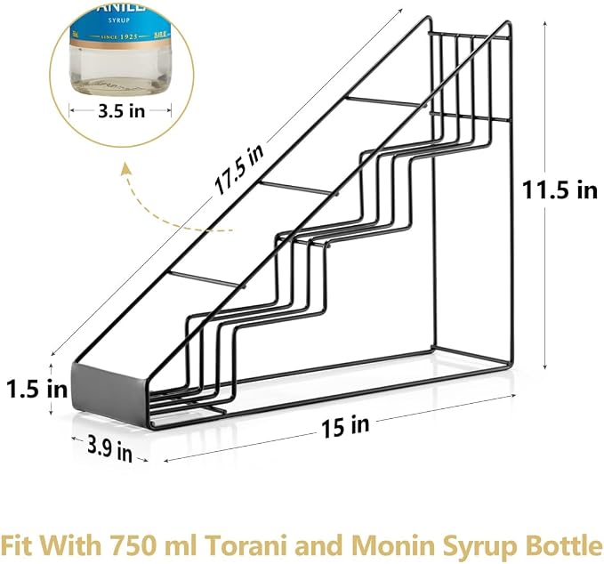 kimilus Coffee Syrup Rack for Coffee Bar Accessories, Fits with Torani and Monin Syrup, Coffee Bar Organizer Holds 4 Bottles - Image 2