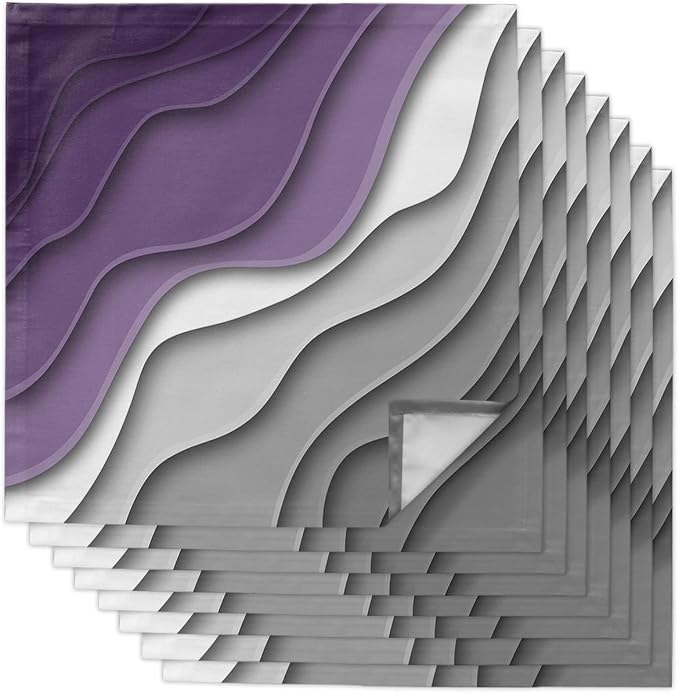 Geometric Purple Gray Ombre Cloth Napkins Set of 8, Modern Abstract Art Dinner Napkins Cloth Washable, Cocktail Napkins Reusable for Wedding, Party, Birthday (20"x20") by Unknown
