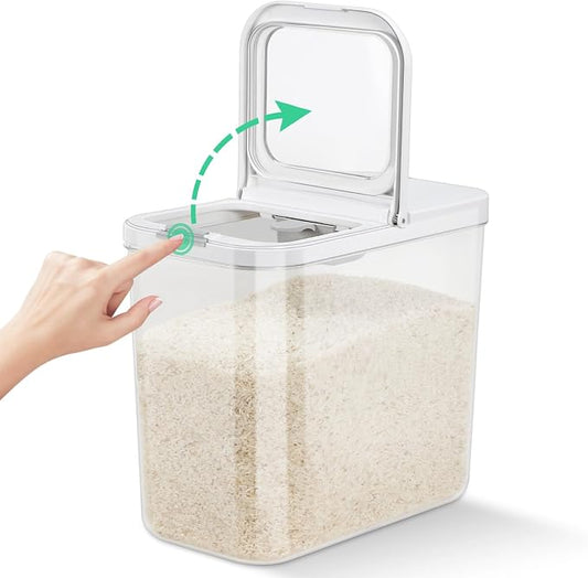 TBMax Rice Flour Storage Container with Automatic Flip-up Lid 25 Lbs | 12.68 Qt, Tall and Narrow Food Storage Flour Bin for Kitchen Pantry Organization, Pet Dog Cat Food Storage Container by TBMax