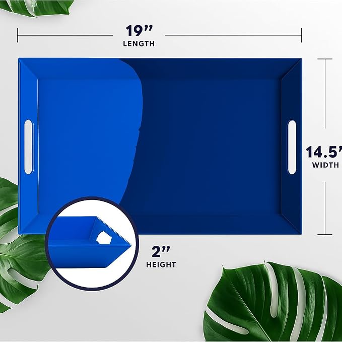 Melamine Serving Tray with Handles, Chip and Break-Resistant, Durable and Kid-Friendly Food Tray for Indoor and Outdoor, Dishwasher Safe, Cobalt/Navy - Thomas Fuchs Creative - Image 3