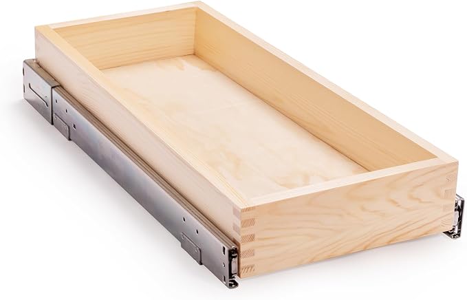 Pull Out Cabinet Organizer 11”W x 21”D x 3”H Slide Out Drawer | Soft Close Wood Kitchen Pullout Drawers for Cabinets Finished, Bottom and Side Assembly (Width of Wood Shelf is 10inch) by Mulush