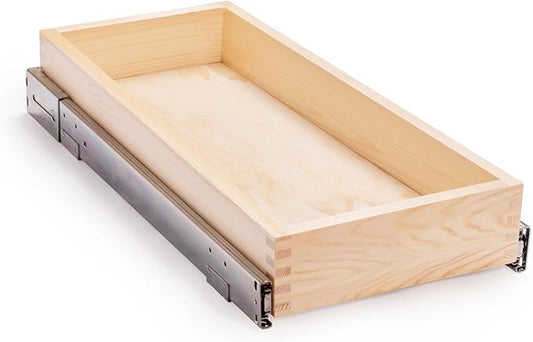 Pull Out Cabinet Organizer 11”W x 21”D x 3”H Slide Out Drawer | Soft Close Wood Kitchen Pullout Drawers for Cabinets Finished, Bottom and Side Assembly (Width of Wood Shelf is 10inch) by Mulush