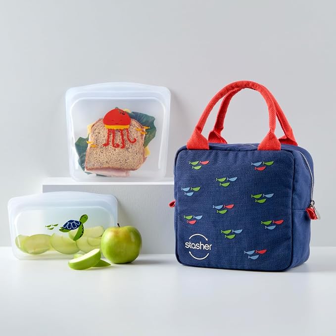 Stasher Reusable Kids Lunch Collection, 3-Pack Set with Lunch Bag | Food-Safe Silicone, BPA-Free, Leak-Free, Eco-Friendly, Dishwasher, Travel Containers, Meal Prep, Food Storage, Travel - Image 3