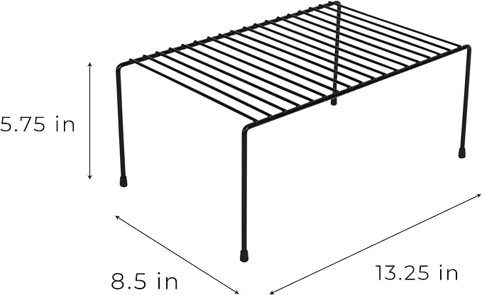 Smart Design Cabinet Storage Shelf Rack - Set of 6 - Medium - 8.5 x 13.25 Inch - Non-Slip Feet - Steel Metal Frame - Rust Resistant Coating - Cup, Dish, Counter & Pantry Organization - Kitchen - Black - Image 3
