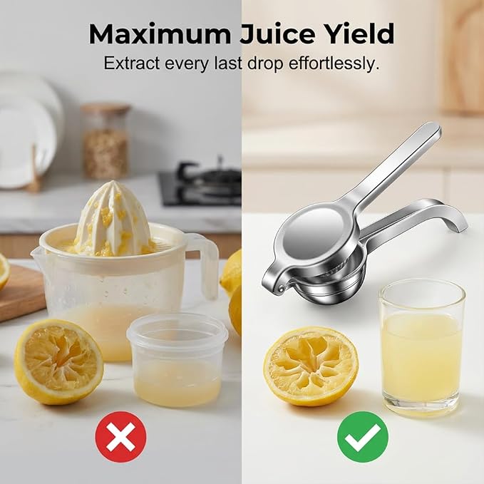 Handheld Lemon Juice Squeezer, Lemon Squeezer Stainless Steel, Manual Fruit Juice Squeezer, Heavy Duty Citrus Press Juicer, Ergonomic Hand Press Juicer for Lime, Orange, Grapefruit, Pomegranate (1pcs) - Image 4