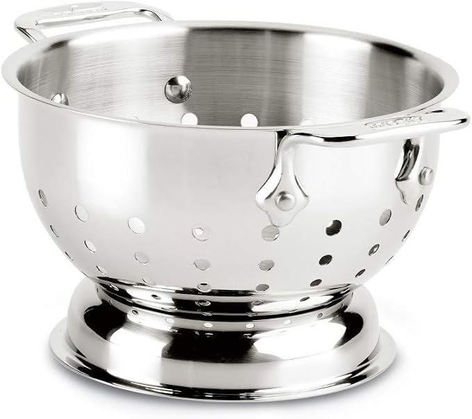 All-Clad Tools and Accessories Stainless Steel Colander 1.5 Quart Strainer, Pasta Strainer with Handle, Pots and Pans Silver by Unknown