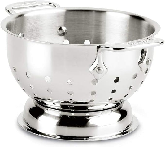 All-Clad Tools and Accessories Stainless Steel Colander 1.5 Quart Strainer, Pasta Strainer with Handle, Pots and Pans Silver by Unknown