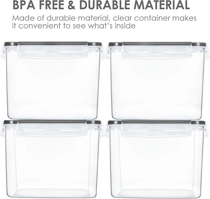Vtopmart 3.6L Food Storage Containers, 4 PCS, Black | Airtight Seal, BPA Free, Food Grade Material, Dishwasher Safe (Not Lids), 4 Measuring Cups, 24 Labels - Image 6