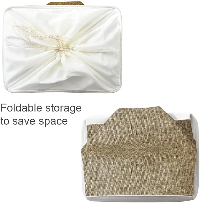 Organization and Storage Basket for Organizing - X Large - 3 Pack 17.7L×13.8W×9.8H in Collapsible Storage Bin for Shelves, Fabric Basket for Gifts Organizer Toy Closet (White & Khaki) - Image 7