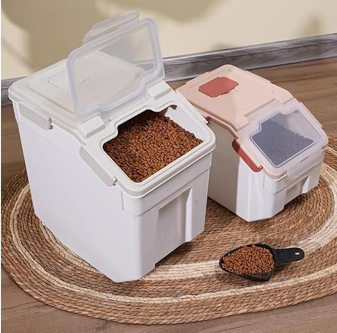 50 lb Flour Storage Container, 2 Pack Rice Storage Container with Measuring Cup/Wheels Seal Locking Lid for Flour, Rice, Grain, Cereal, Dry Food Dispenser Organizer Storage Bin (Grey) - Image 5