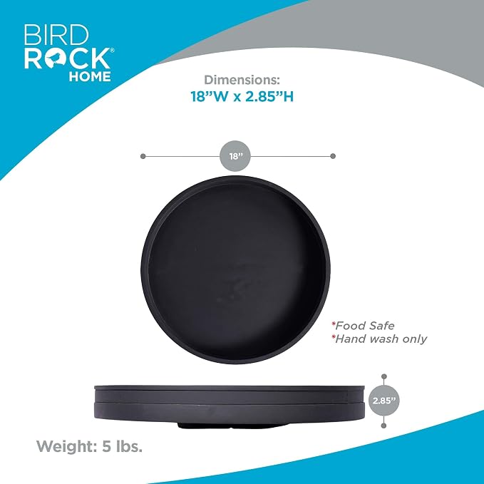 BIRDROCK HOME Wooden Lazy Susan Turntable - Spice Rack Organizer for Kitchen Table, Dining, Pantry and Countertop - Rotating Tray for Condiments - with Burnished Iron Accents - 18" Large, Matte Black - Image 5